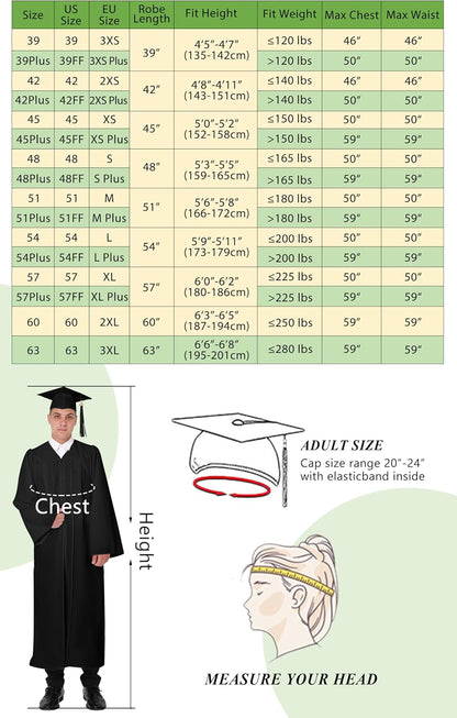 Matte Graduation Gown Cap Tassel Set 2026 for High School and Bachelor