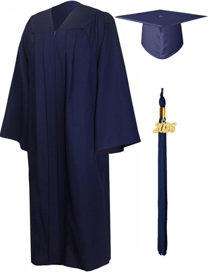 Matte Graduation Gown Cap Tassel Set 2026 for High School and Bachelor